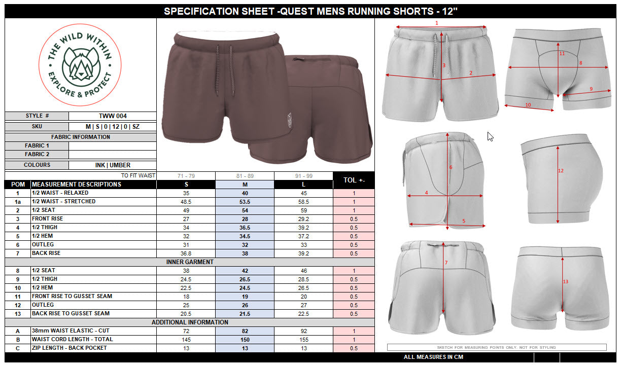 Mens Quest Shorts 14" - Umber